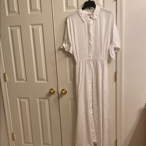 Elegant White Polka Dot Dress